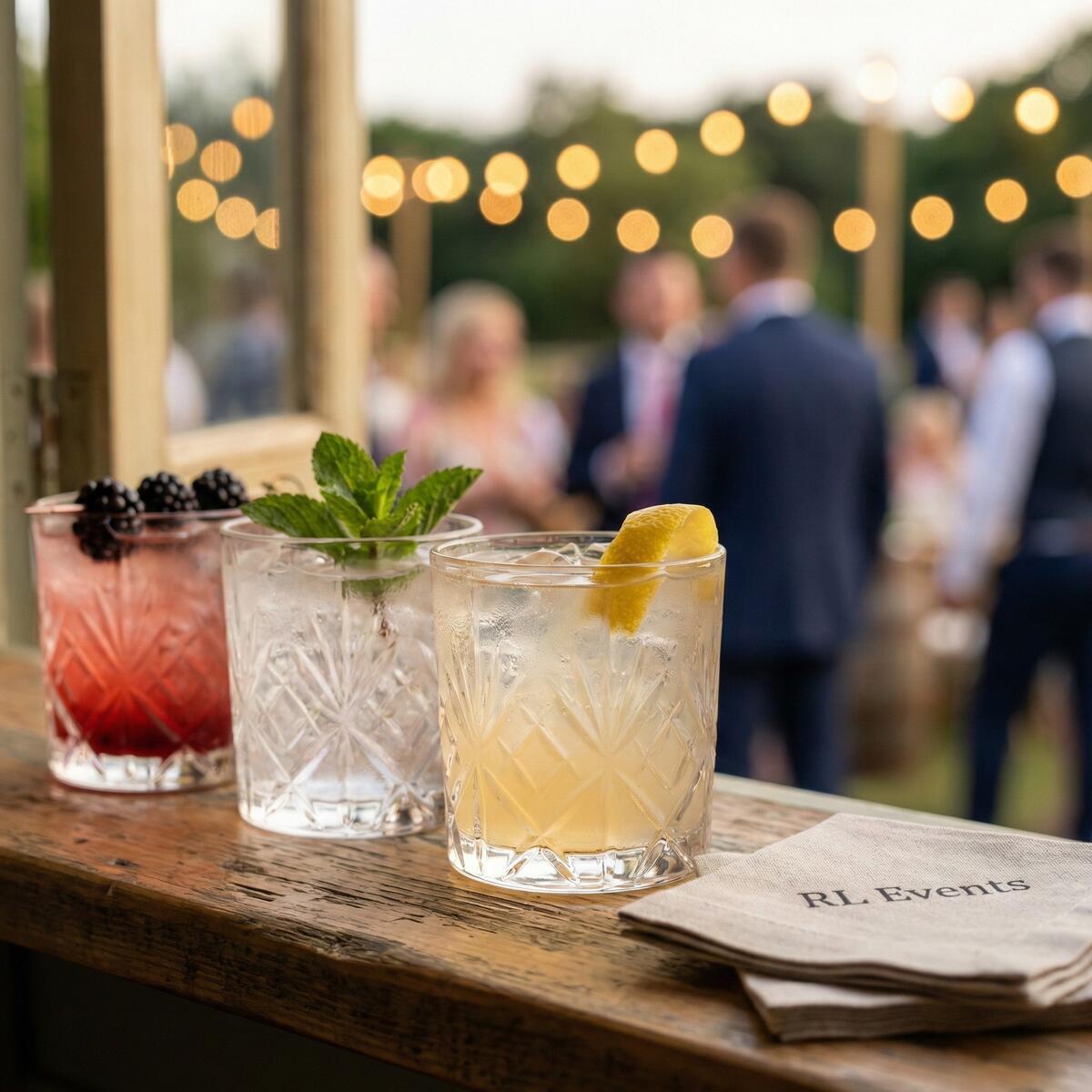 Craft cocktails being prepared at the horse box bar